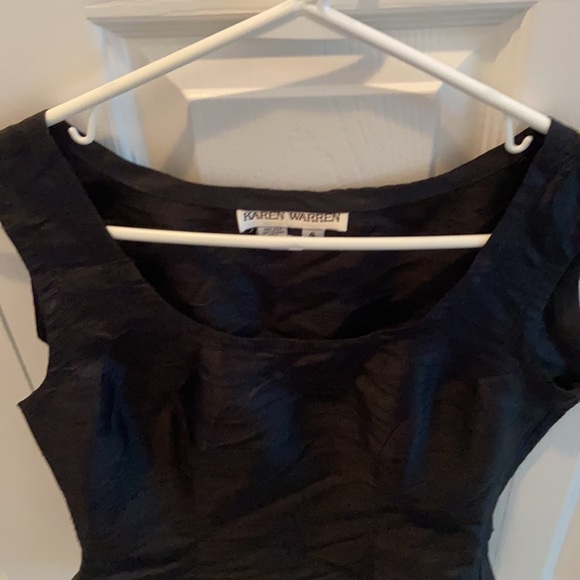 Karen Warren Women’s Black Silk Tank Top with Zipper on Side 4 - Picture 4 of 5
